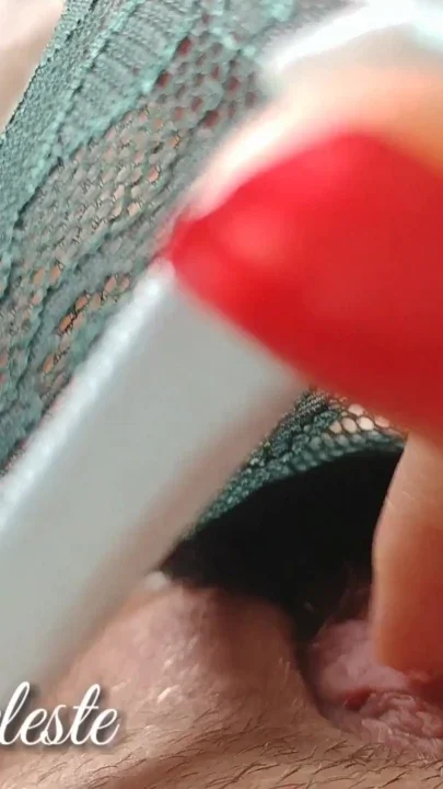 Pussy masturbation in green lace panty with orgasm