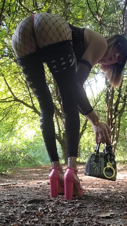 Slut 1 day slut always French Trav Ass Looks in the Woods Pink Thong Thong &