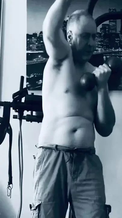 Mature Man Masturbating After Workout