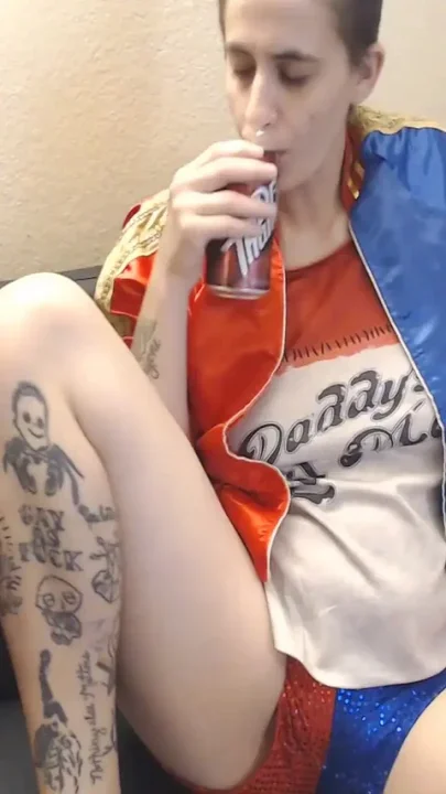 Harley Quinn burping tease