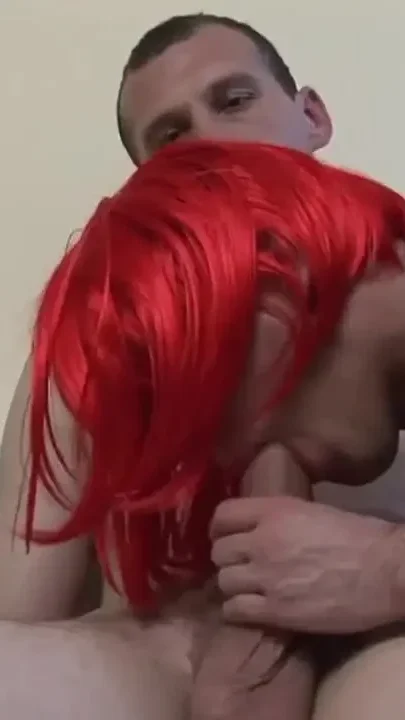 Young guy with wig likes it rough