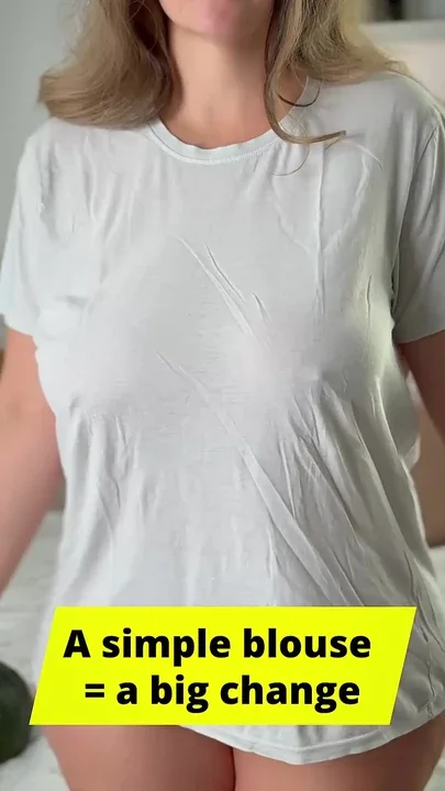 Big breasts and a large shirt are a perfect combination