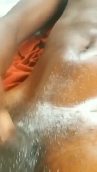 Oiled up Stroking My Huge Black Cock Cumming