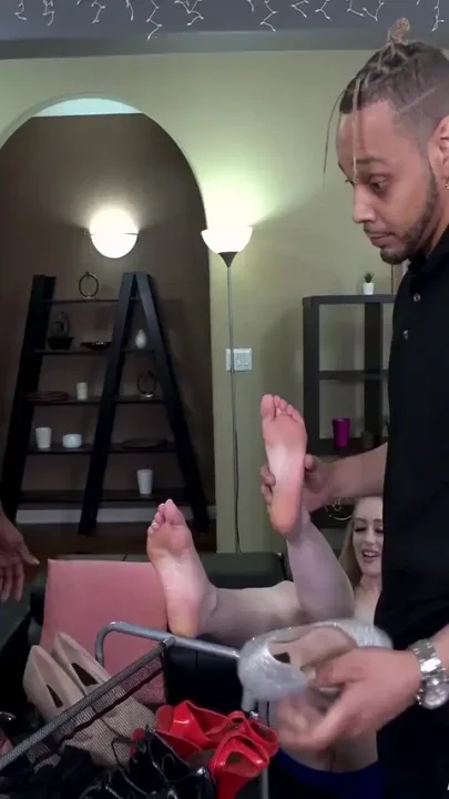 Personal shoppers have foot fetish sex with BBC slut Emma Starletto