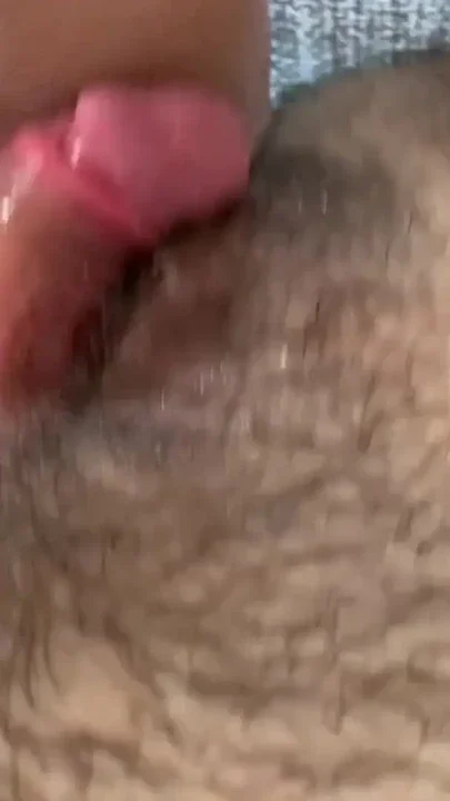 Close-up showing me rubbing my dildo on my trans man's penis Clip 1