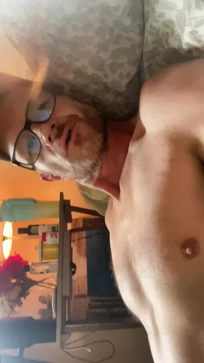 Tall country daddy plays with big dick