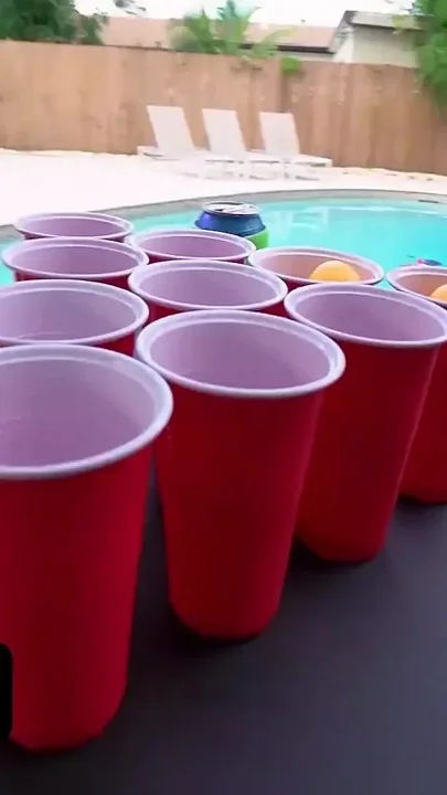 Party Girls Bailey Base and Michelle Anderson Get Wild Playing Drink Pong by the Pool