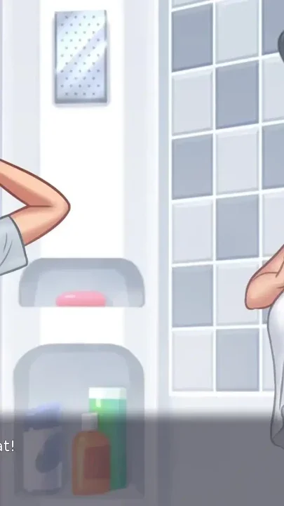 Stepson shower with MILF Stepmom Debbie and had kinky session Summertime Saga Clip 1