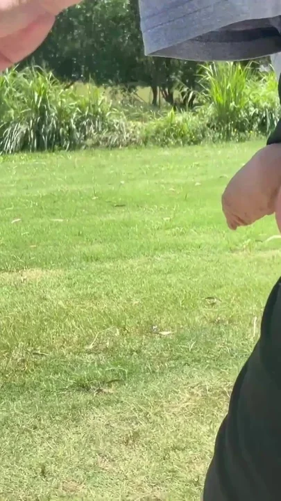 Straight guy out flashing his cock in the hot sun risky dare Clip 2