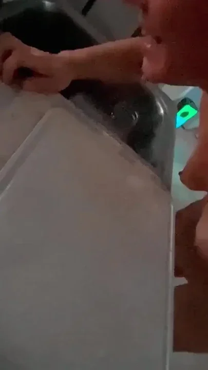 Piss queen drinks his urine Off kitchen counter Clip 2