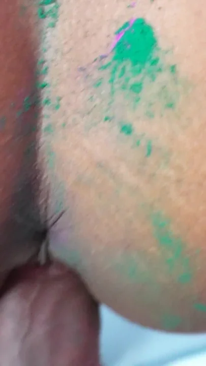 Holi sex brother-in-law applied color to sister-in-law and left her