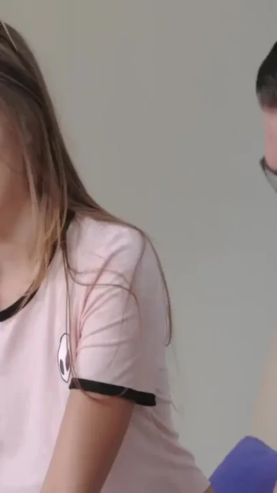 Cute stepsis blows stepbrother on couch