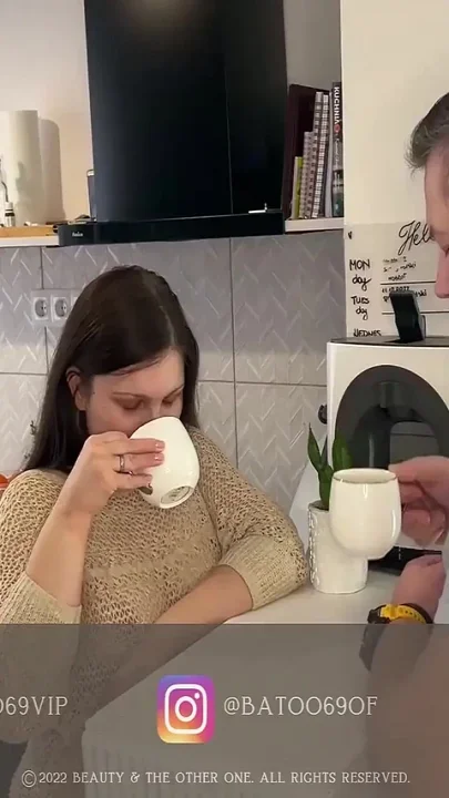 Amateur MILF needed some cream for her coffee so she milked her husband
