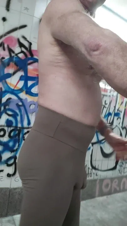 Barefoot and topless through the tunnel the horny backside