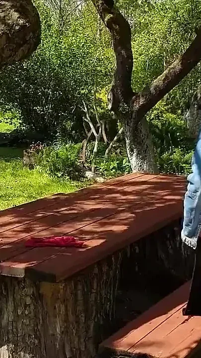 Wanking My All Natural Cunt with Hairy Bush While Sitting in The Spring Garden