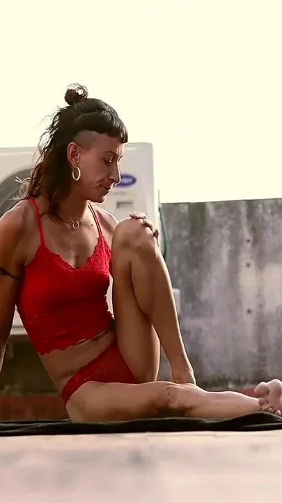 Woman in Red at the Rooftop