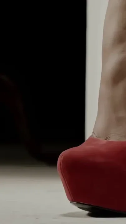 Teasing with cum and high heels