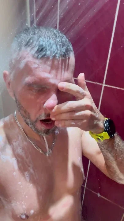 Chastity cage check under the shower