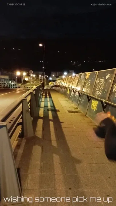 Taniax walks around the city in sexy black lingerieshowing her tiny cock in flat