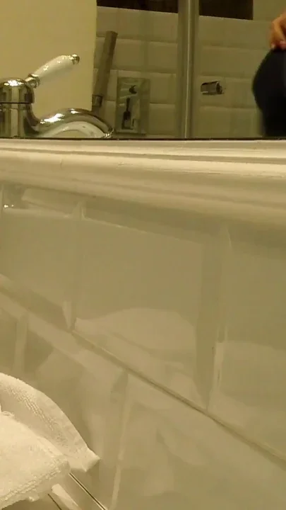 Hot Tight Pussy Horny Brunette with a Shirt Only No Panties No Bra in the Bathroom