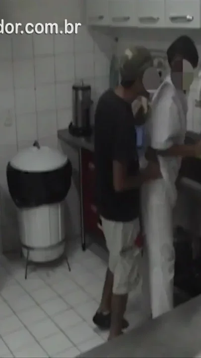Amateur video of dating couple having sex in the kitchen of a restaurant