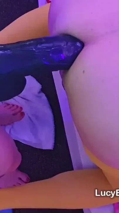 UV Glow threesome with femdom pegging and big cock blowjob Clip 1