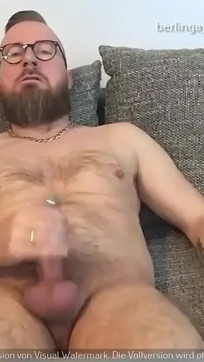Shooting a Massive Load on My Hairy Body While Jerking off My Huge Hairy Pierced Cock