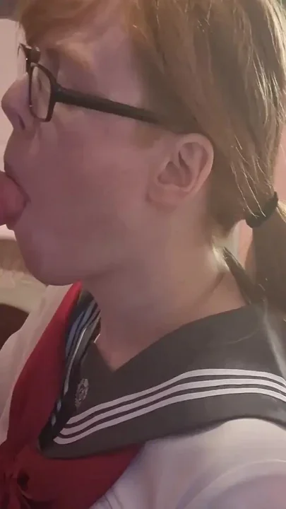 Giving a Huge Trans Girls Dick a Deep Throaty Blowjob