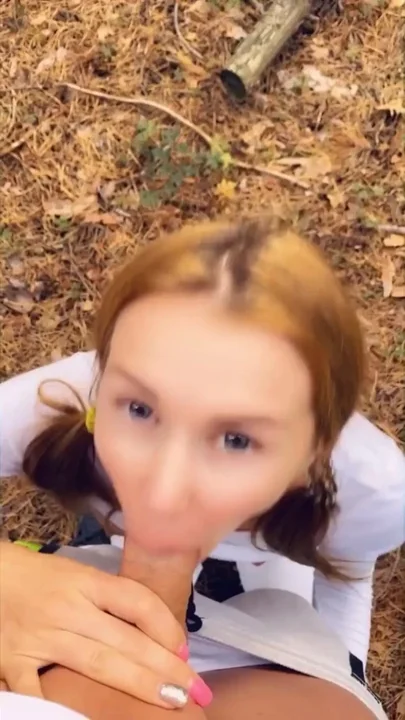 Sloppy blowjob in the park She mouth is made for cock Clip 1