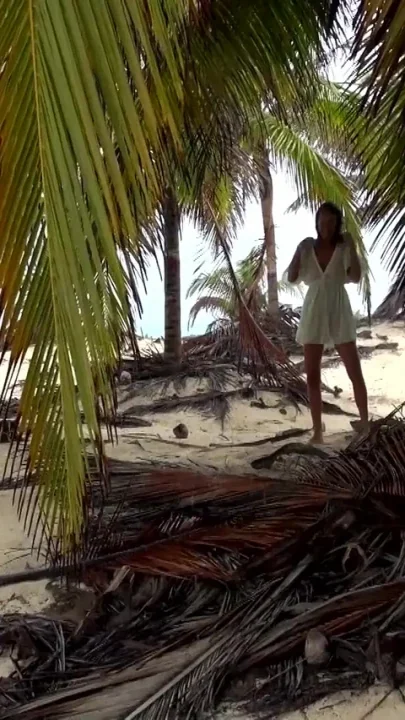 Young couple likes to film all nasty things during their vacation on the beautiful beach