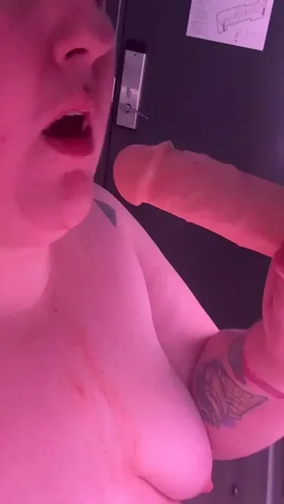 Messy BBW Gagging on Dildo