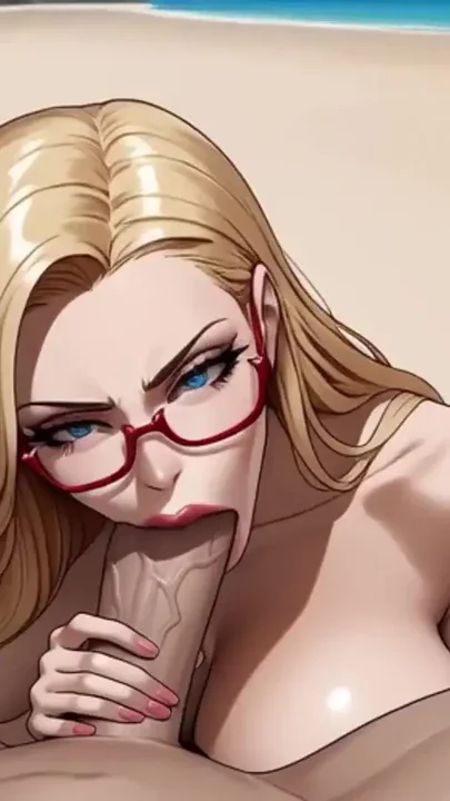 Hot blonde blowjob on beach Ai animation Clip 1