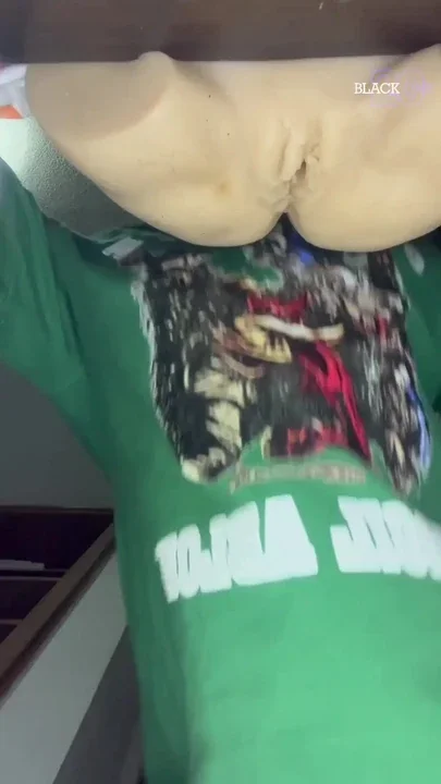 Daddy jerks off his big cock with a lot of saliva and his Fleshlight until he
