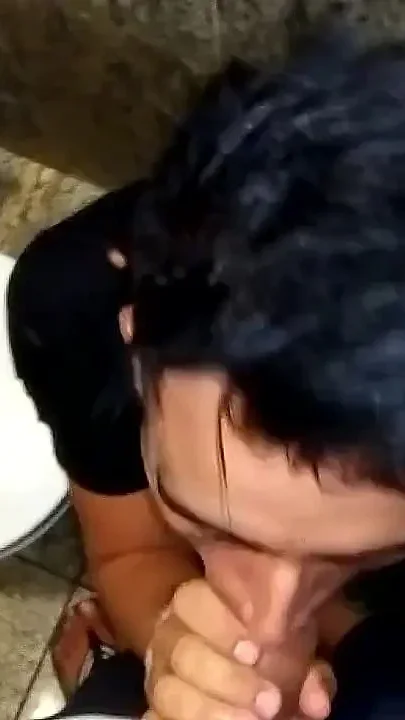 Public Toilet Blowjob - Sucking Dick on Knees and Cum Swallowing