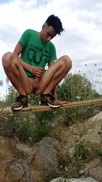 Middle Eastern Twink Outdoor - Cumshot on Hand