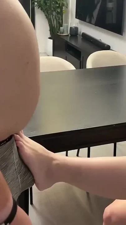 I gave Stepdaddy a blowjob and made him cum on the table so I could lick it off