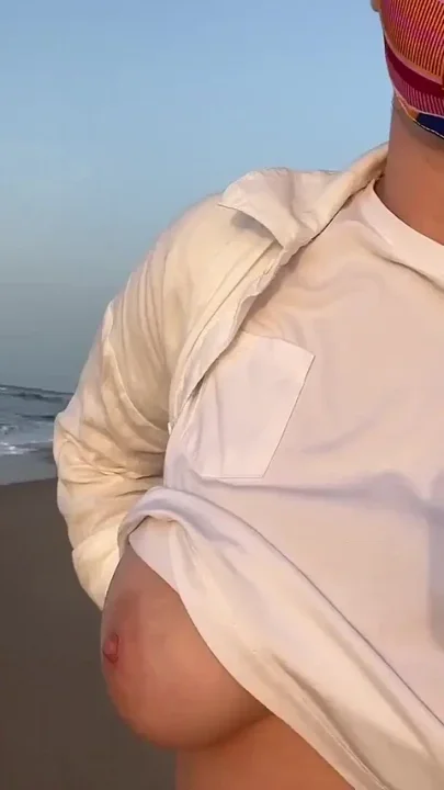 Blonde Amateur with Big Tits Is Walking Without a Bra