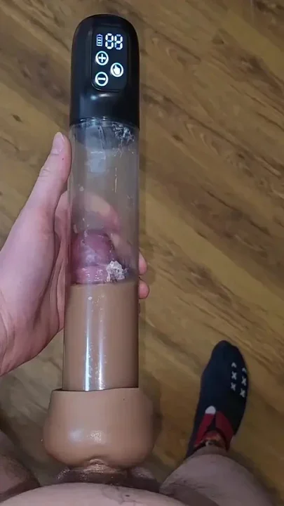 After Orgasm - Pumping My Cock in a Cum-filled Vacuum Pump
