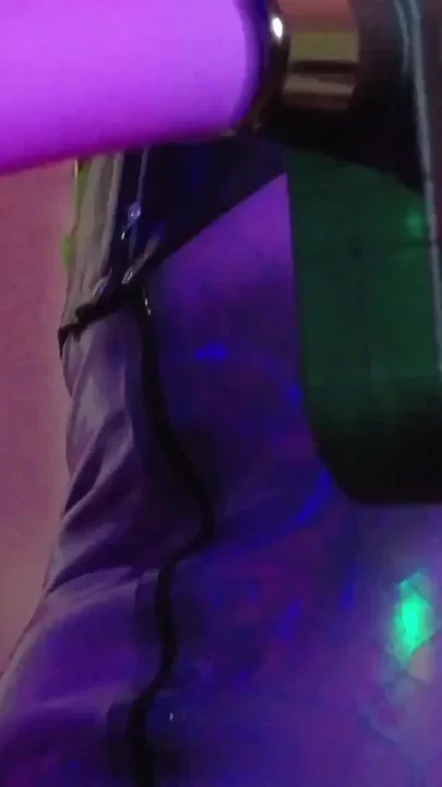 Fetish Rubber Dominatrix Eva Latex Purple Dress Mask Big Ass MILF Toys BDSM