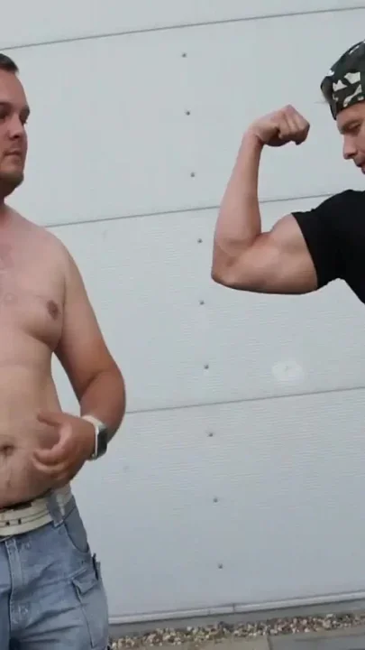 Chubby Dude Gets Challenged for Arm Wrestling