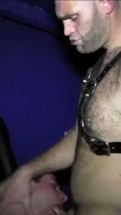 fucked in sling by 2 tops boys with piss face
