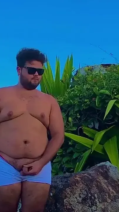 Chubby Gay Sucking or Stranger on the Beach