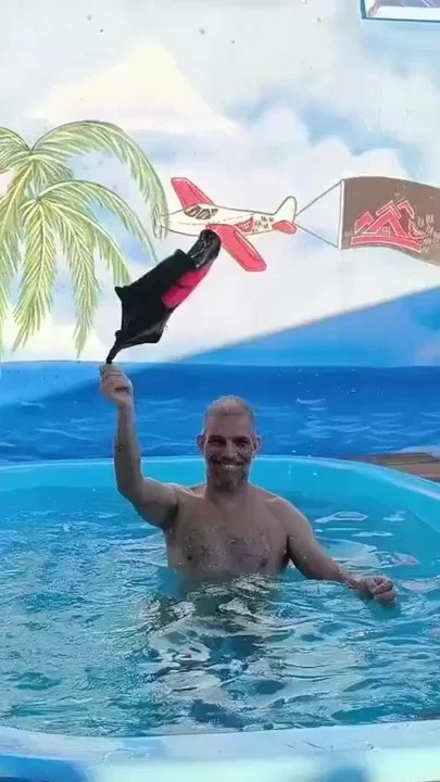 I caught it in the act myFather making out with his friend in the pool Clip 1
