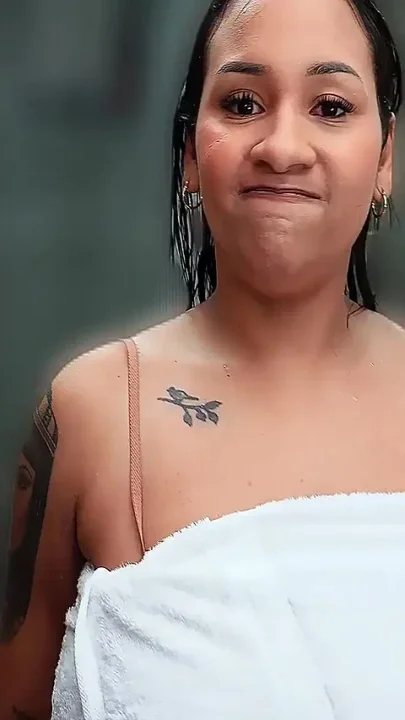 Brunette Big Tits Touches in the Bathroom After Gym