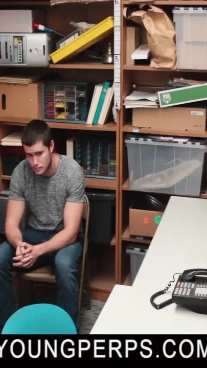 Handsome brunette caught shoplifting and strikes a deal with the officer
