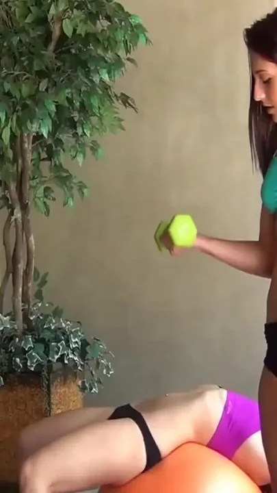 Stunning lesbian babes have sex after yoga