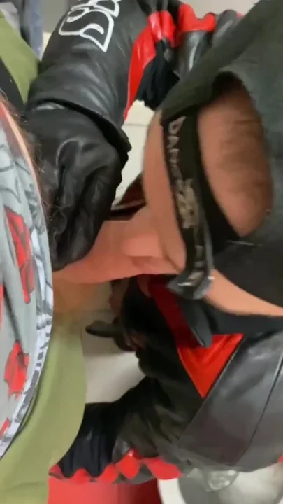 Kinkysirius in Chav Scally Outfit Sucks Hard by Leather Bear in the Public Restroom