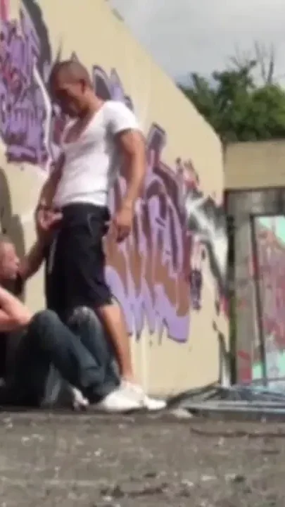 French twink used outdoor by sexy muscle Latino dominant