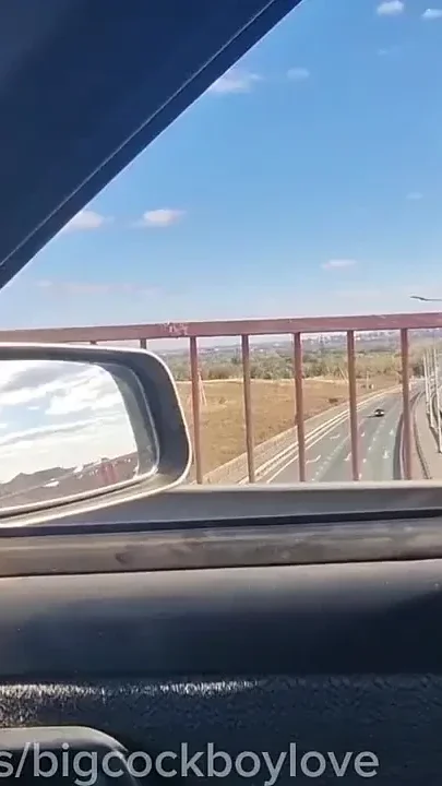 Young Student's Cruise on the Highway Daddy Fucks the Handsome Guy Public Fuck