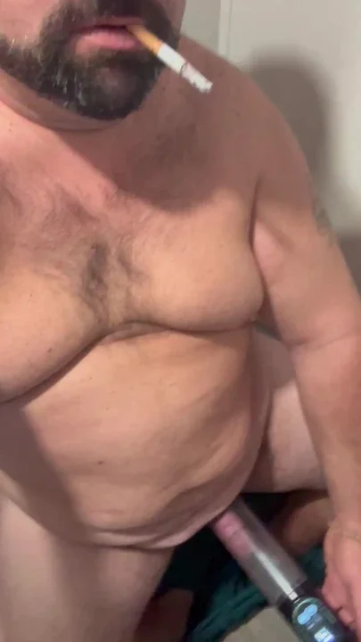 Fat Daddy Smoking and Pumping on the Toilet